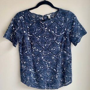 Blue and white lace top (Size S)